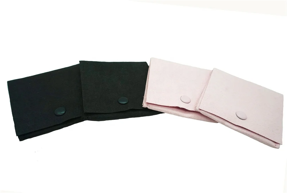 Micro Fabric Small Jewelry Pouches High Quality Fabric Jewelry Packaging  Suede Pouch With Button