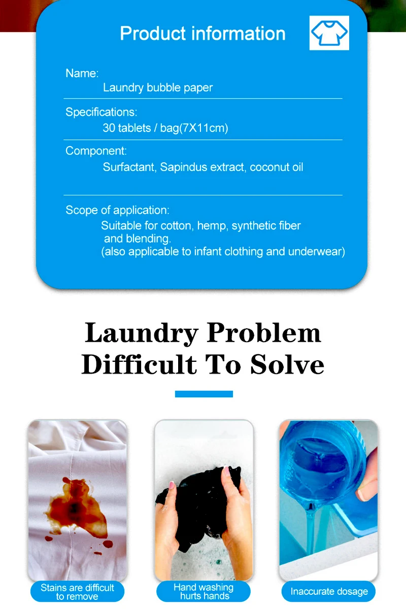 Free Sample Eco Friendly Soap Paper Laundry Detergent Tablets Clothes