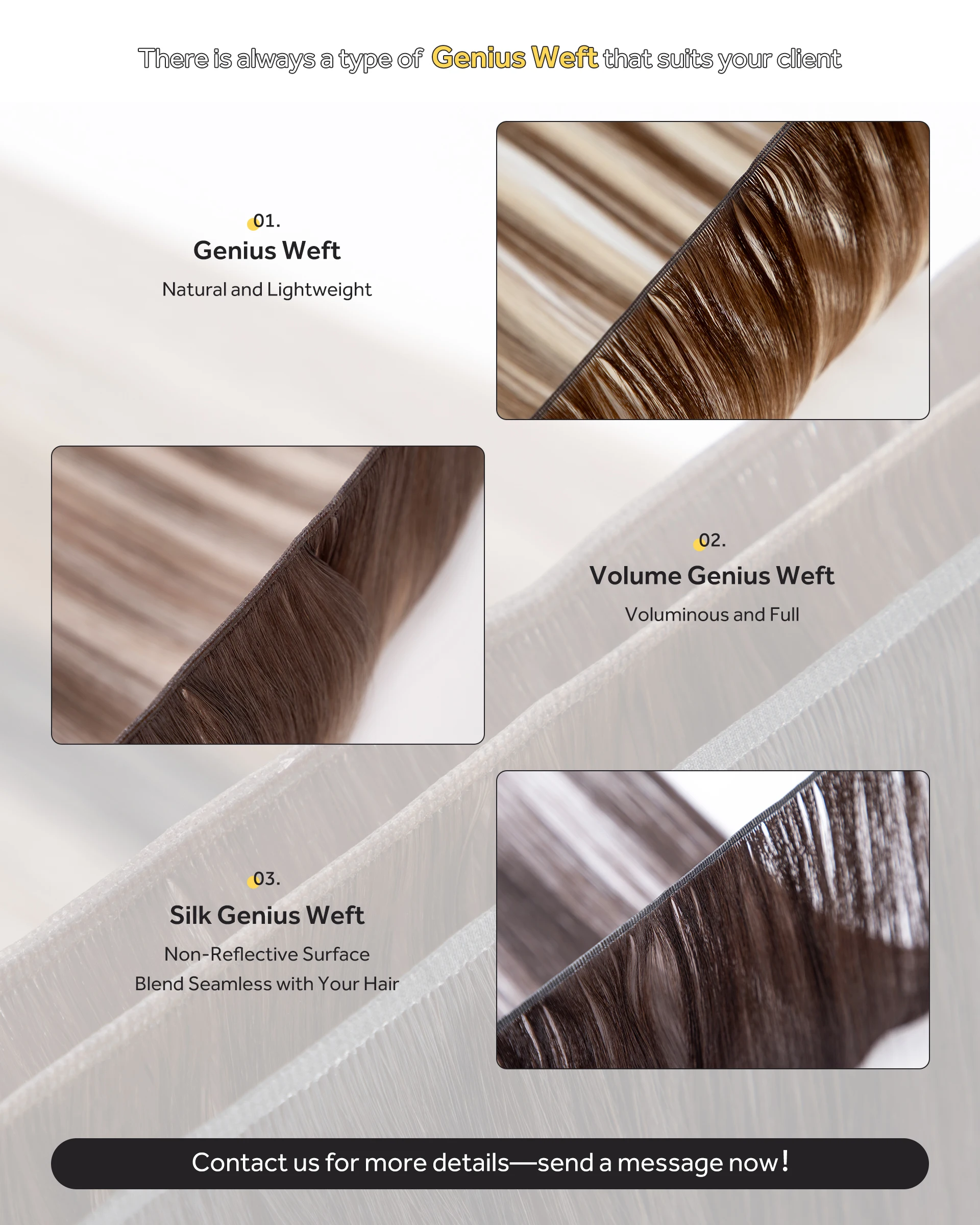 product leshine 100 real remy hair extensions new arrival salon fashion european hair double drawn genius weft-10