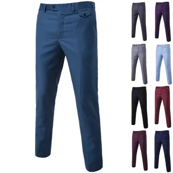 Mens Dress Pants - Slim Fit Mens Casual Pants - Flat Front Stretch Skinny Business Casual Dress Chinos Pants for Men