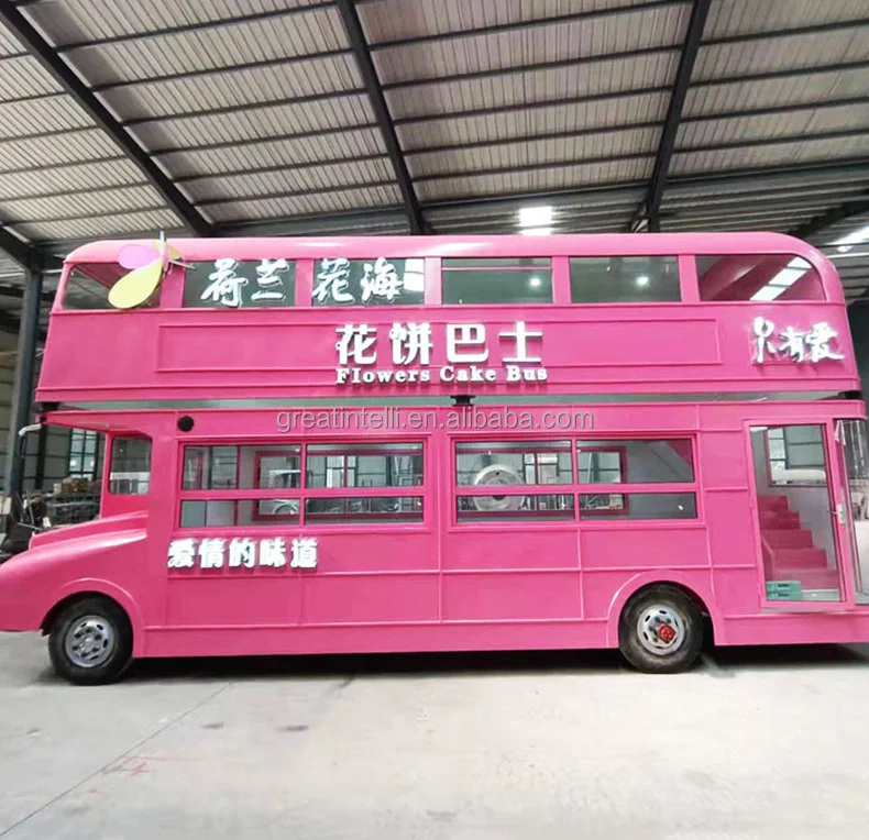 Double Decker Bus Coffee Shop Foodtruck Food Kiosk Van Ice Creamtruck