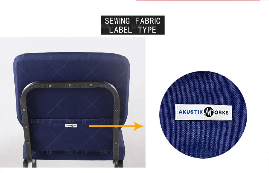 Upholstered Church Pray Chair With Armrests Metal Frame Theater Chair With Customization Logo Padded Auditorium Chair