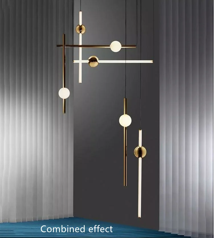 Popular linear pendant chandelier designer creative nordic simple hanging linear modern chandelier led