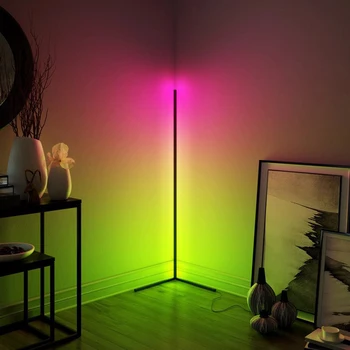 Home Decoration DIY LED Standing Strip Light Wifi Smart Phone APP Control Magic Color Changing Corner RGB Floor Lamp