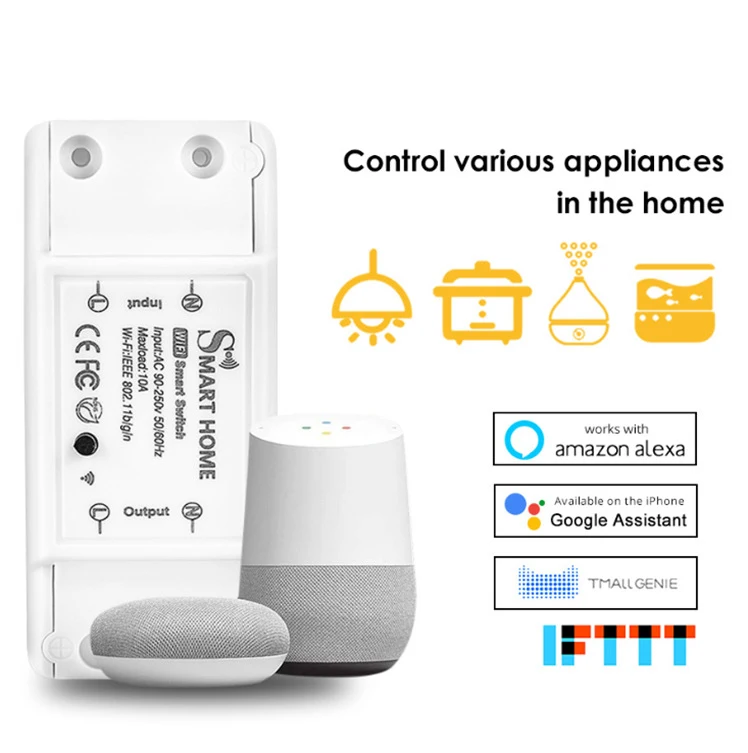 Tuya Smart WiFi Switch with APP Remote Control & Timer Wireless 10A Voice Control Smart Phone Accessory