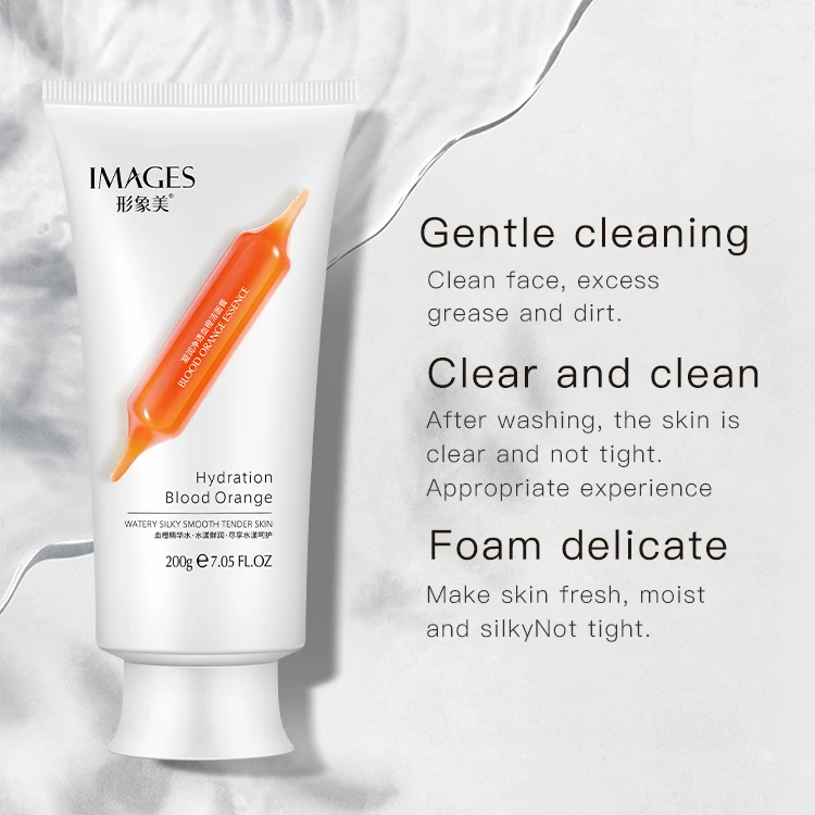 Private Label Images Deep Clean Remove Skin Oil Natural Hydration Blood Orange Vitamin C Whitening Foam Facial Cleanser