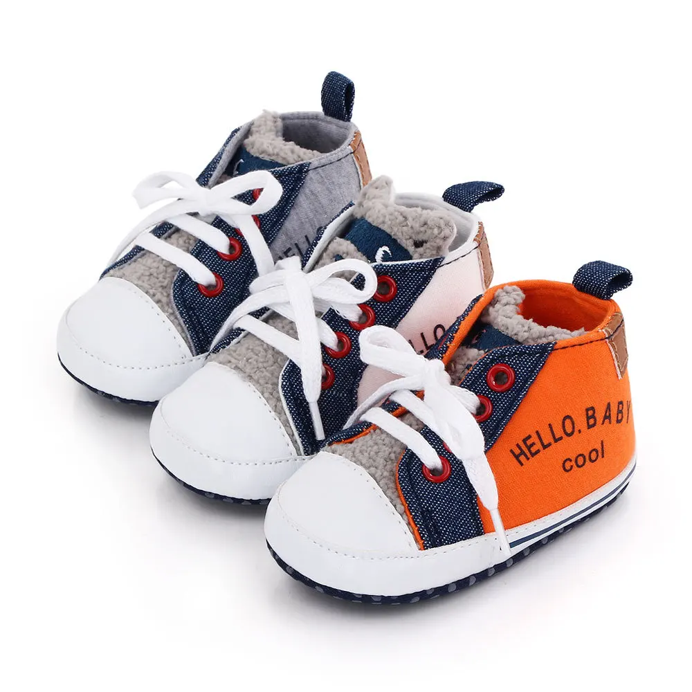 New Arrival Cool Baby Sport Canvas Shoes Plush Baby Shoes Unisex Toddler Crib Shoes Walking Kids Sneakers