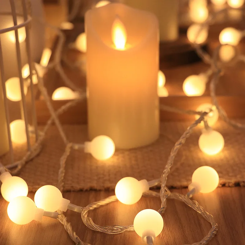 Small Round Ball Led String Lights,Outdoor Waterproof Battery Creative