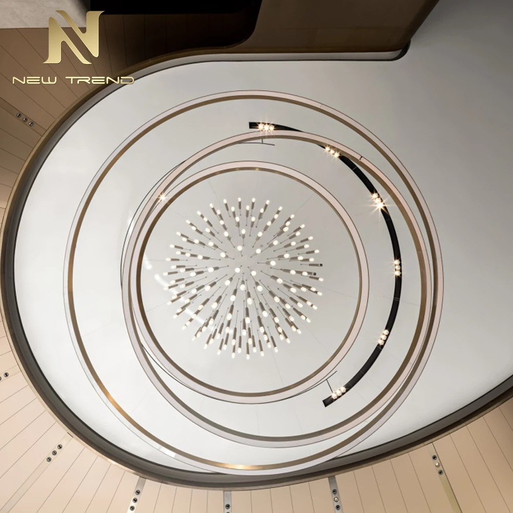 CPL-486 Bespoke Engineering Luxury Hotel Lobbies Commercial Spaces Custom Modern Multi Tier LED Chandelier