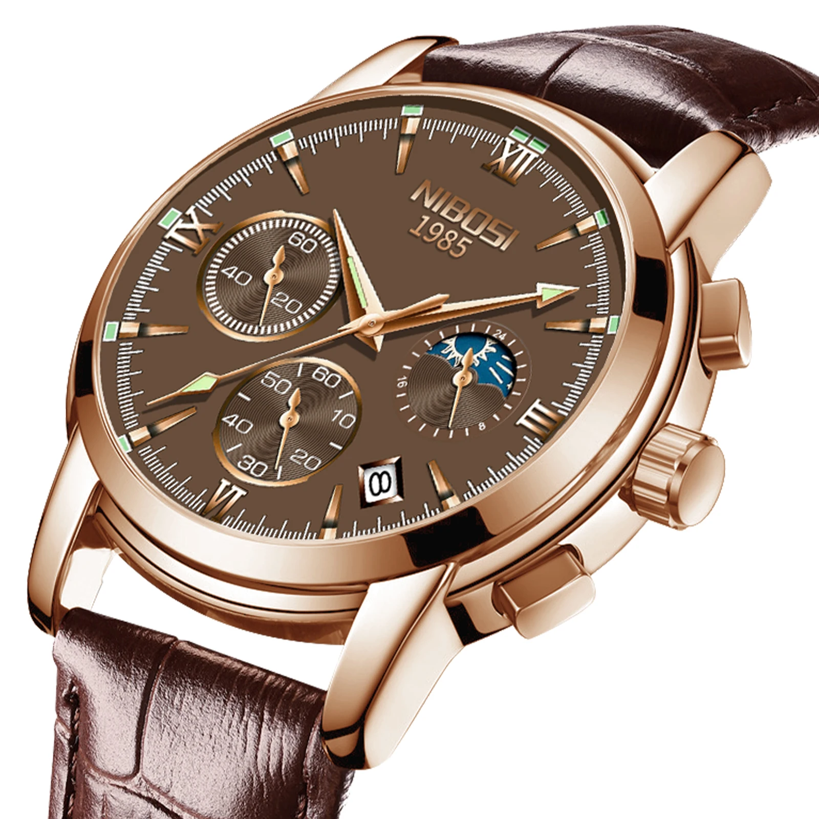 NIBOSI 2516 Leather Men Watch Customize logo Business Watches Men Wrist Quartz OEM