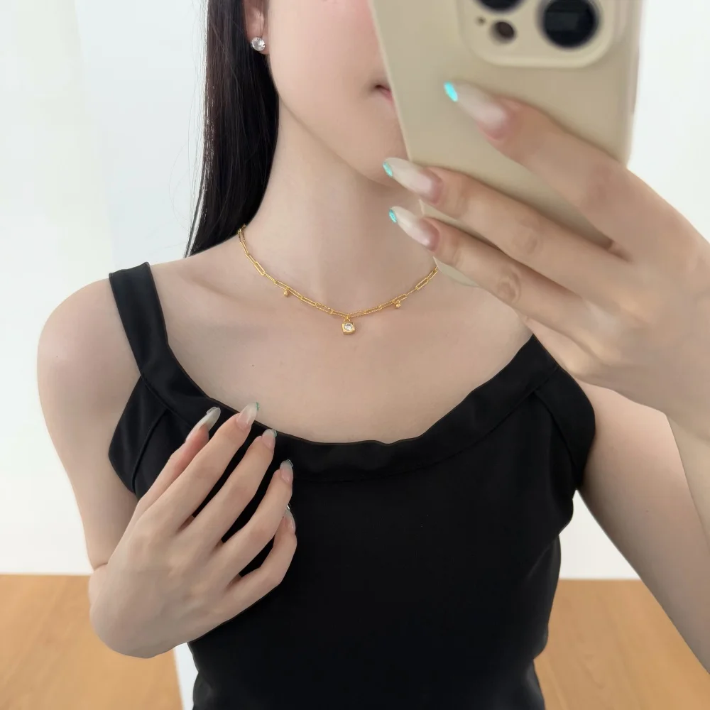 KAKODIY trendy design 925 Sterling Silver rhodium 18K gold plated chain 5A zirconia pendant necklace daily wear detail 5