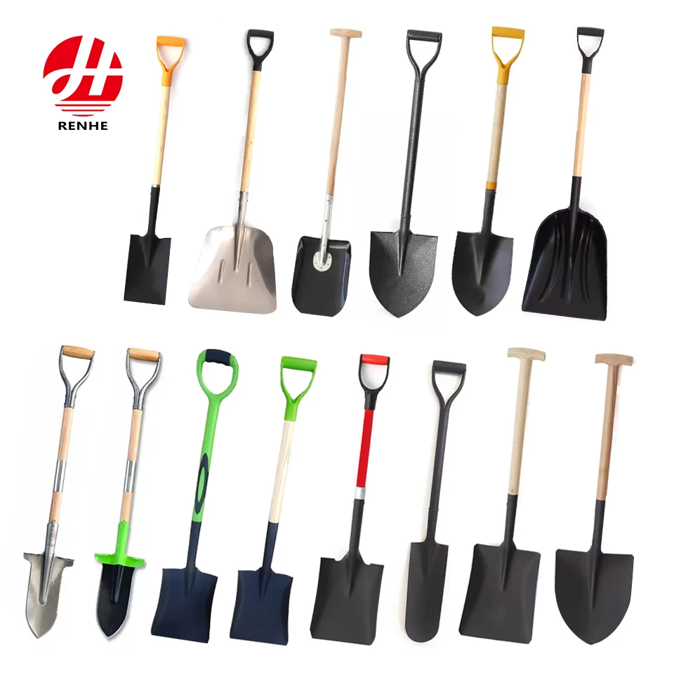 product wholesale large hand rounded metal steel agricultural small spade mini shovel with wooden handle for gardening and farming-2