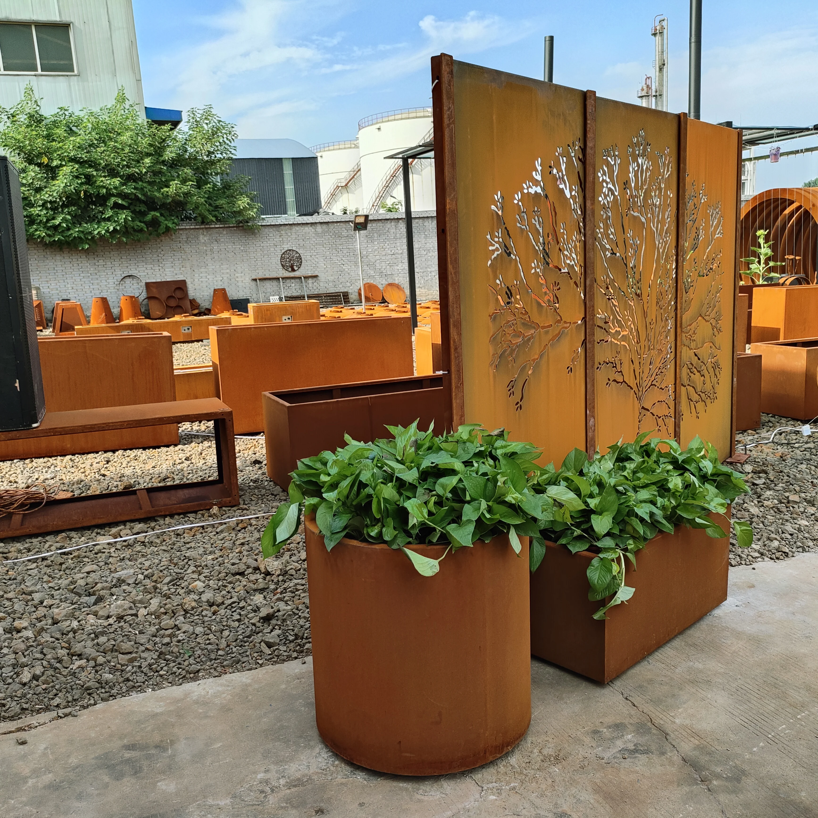 Садовый модный металлический цветочный горшок corten