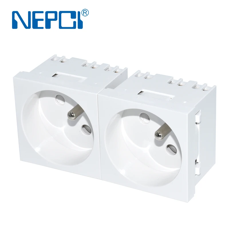 French Type Power Socket Module, NEPCI XJY-QB-32 Mechanism Socket Outlet 2P+E with Child Production Shutter 45x45 PC
