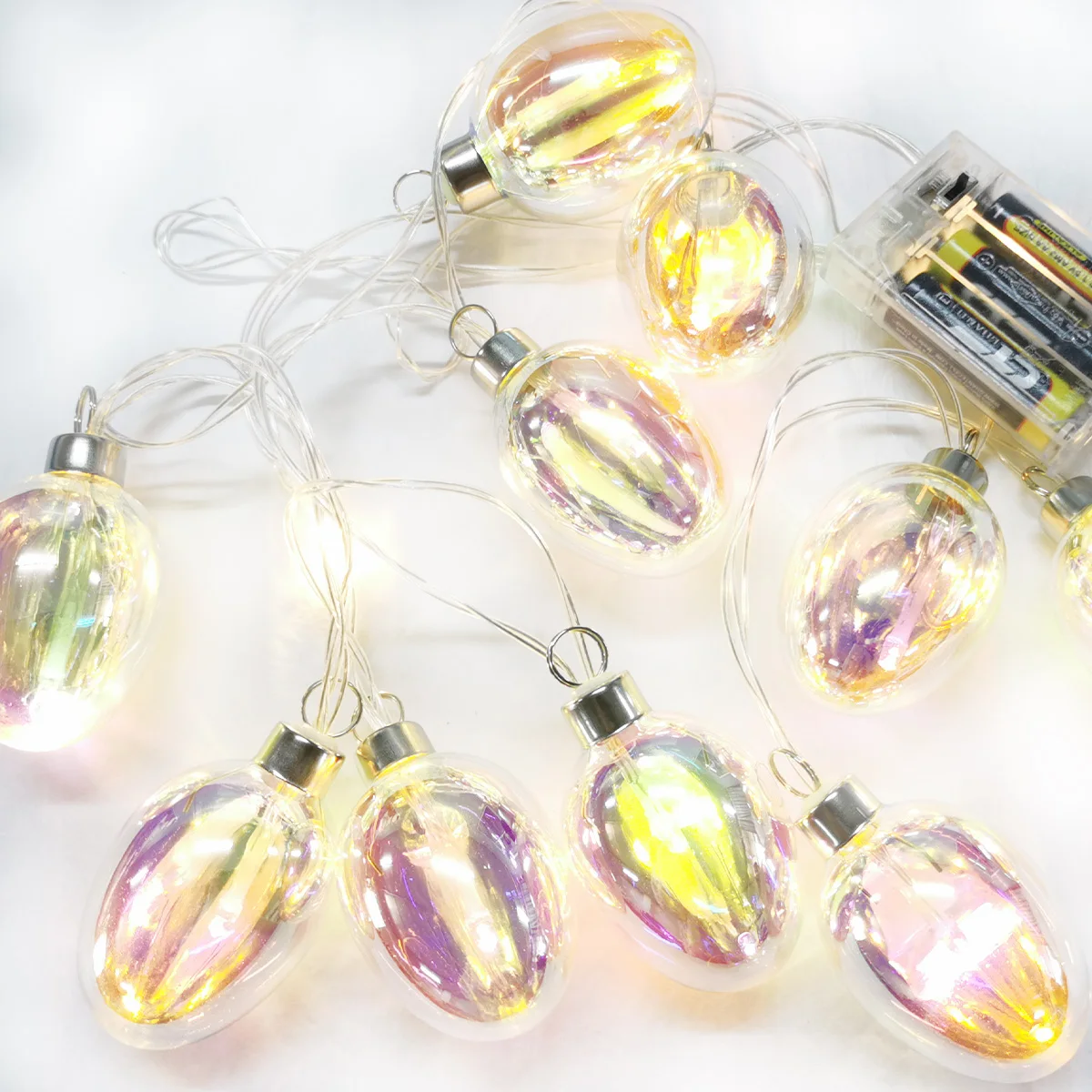 Wholesale Glass Lighted Egg Easter Colorful String Lights Fairy Lights Powered By 3 AA Batteries