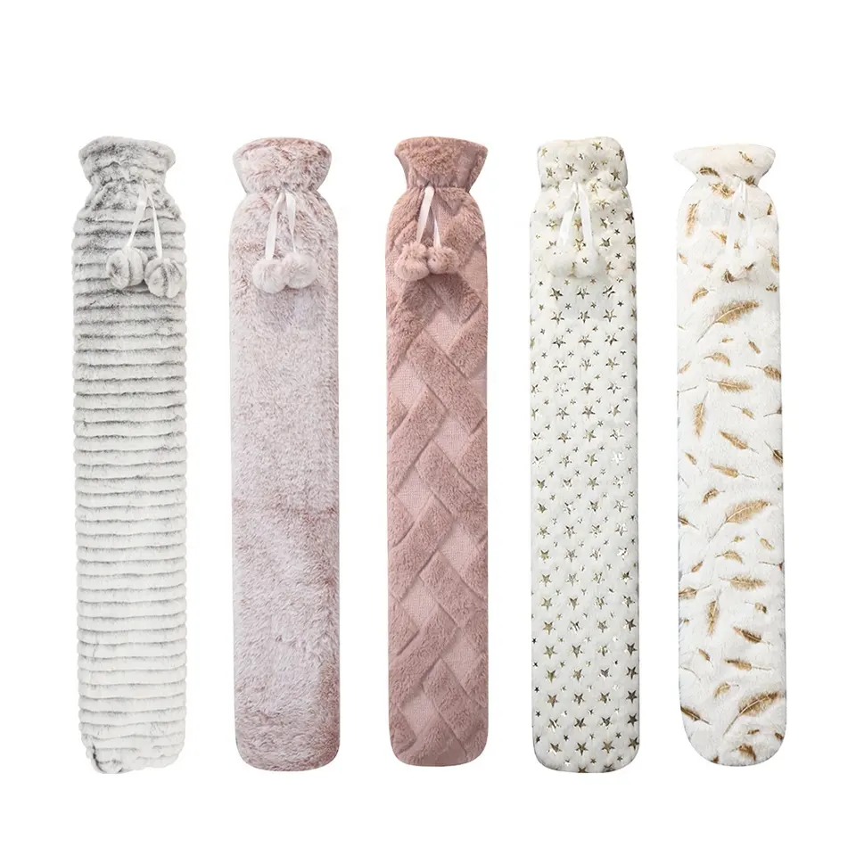 Большая износостойкая резиновая длинная сумка для бутылок с горячей водой тисненой сеткой плюшевая