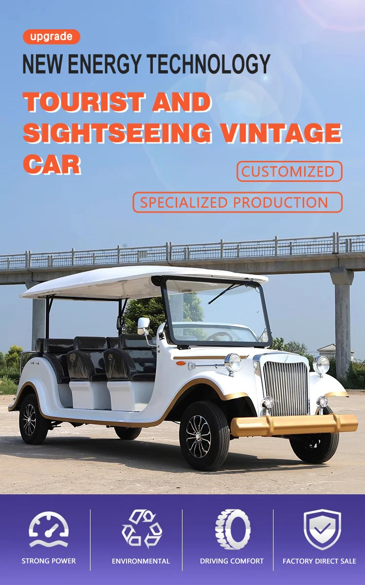 Electric Four-wheel Drive Sightseeing Car 5 8 11 14 Seater Classic Vintage Car Electric Shuttle Bus supplier