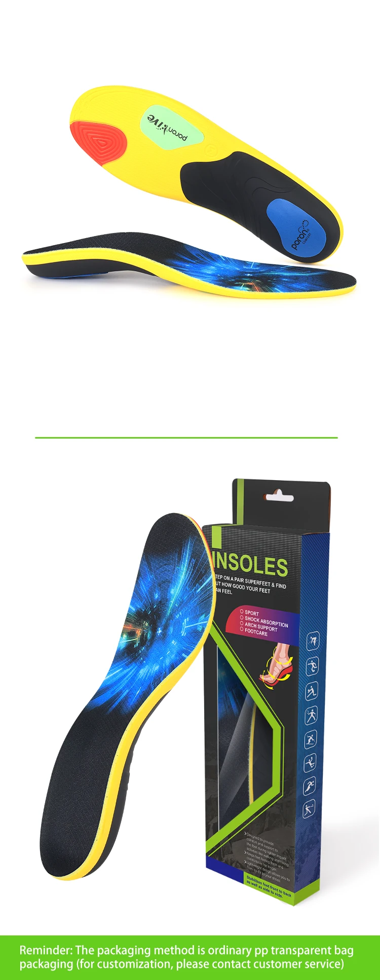 product joghn sports  comfort running gel insoles for shoes flat feet insoles printed custom shoe insoles manufacturer-43