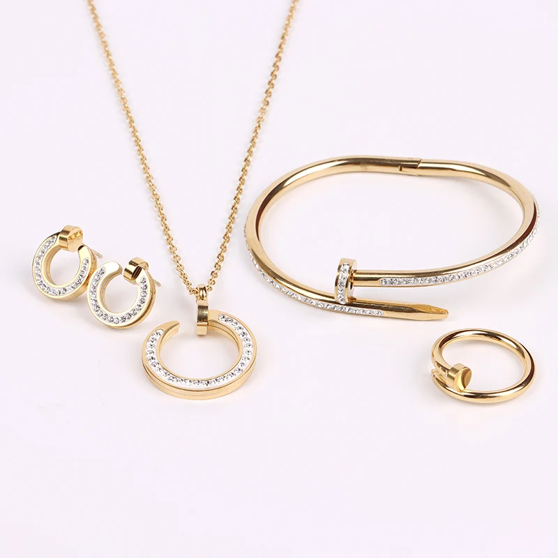 Faceins 18k Gold Stainless Steel Nail Jewelry Set Women Nail Ring ...