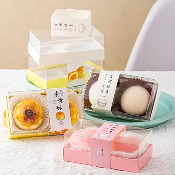 Food Grade Square  Cookie Mochi Donut Box Clear Dessert Boxes Box with Compartment