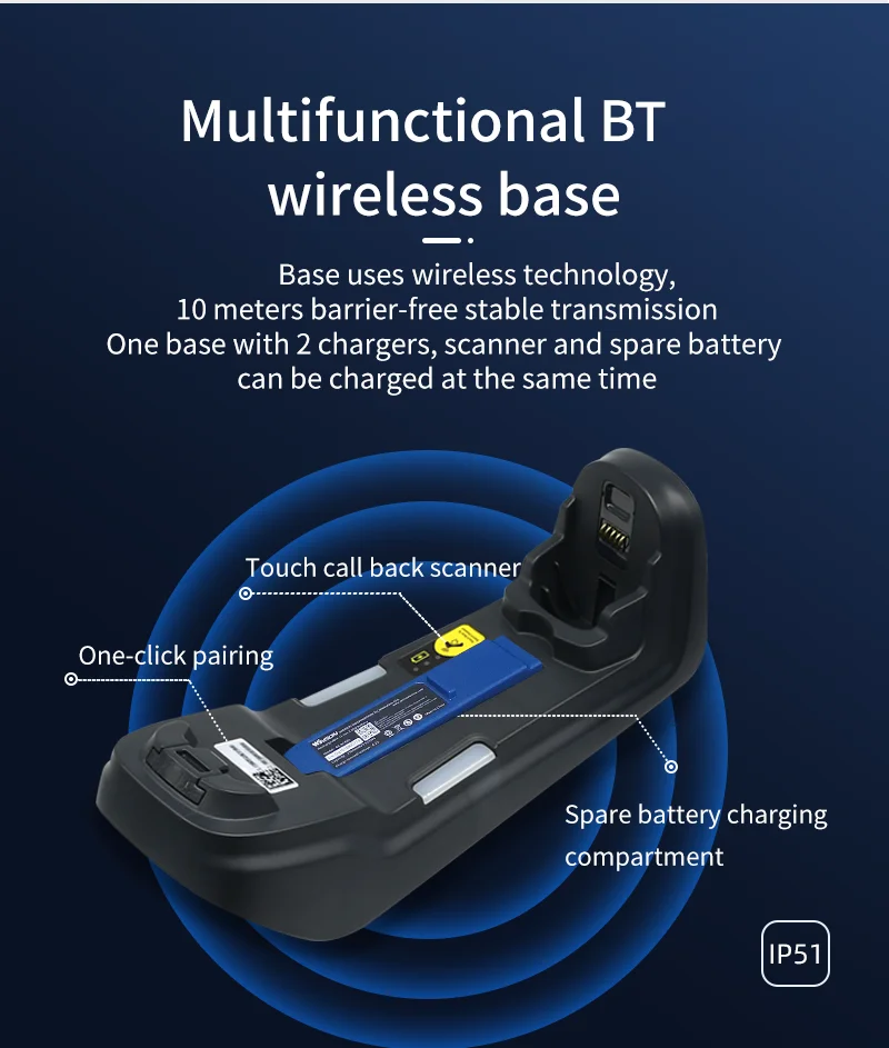 QR Industrial Blue tooth Barcode Scanner 2D 1D Bar Code Reader Drop Protection Handheld Scanner