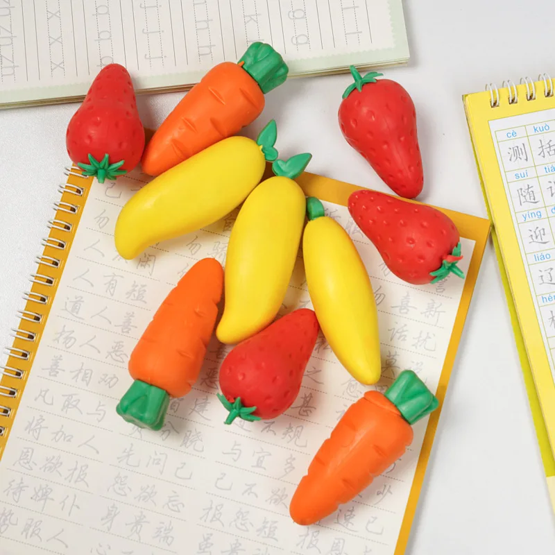 6 Gomme Cancellino A Forma Di Frutta - Anguria, Uva E Arancia - Perfette Per Scuola E Festività - 4