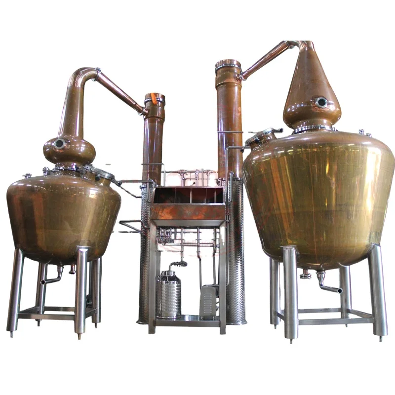 Double Pot Still with Column Spirits Safe for Whisky Gin From Neutral Alcohol Copper Distillation Distillery 1000L/2000L/500L