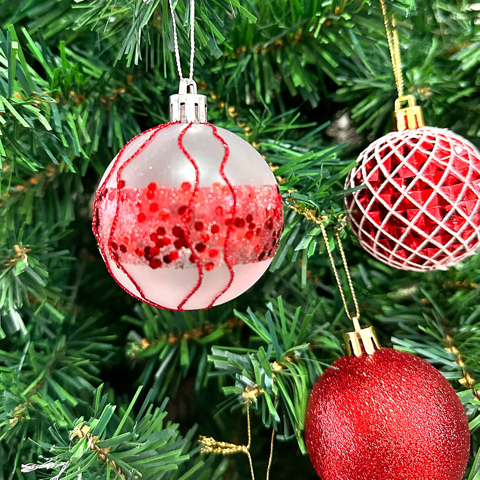 Boules De Noël 6cm Décoration Arbre Noël - FREOSEN - 30Pcs - Rouge - Plastique - Rond