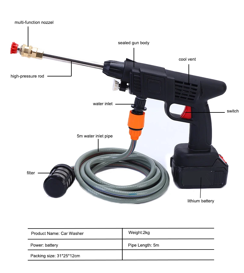 Handheld Car Washing Machine Codless High Pressure Car Washer Portable Car Wash