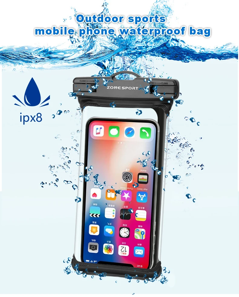 USA Patent Design IPX8 30M Touch ID Fingerprinting Waterproof Mobile Phone Case Pouch For Iphone