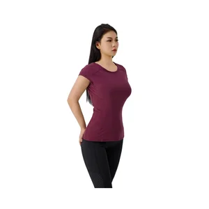 Women's Lightweight Round-neck  Sport Yoga Tops Flexible Quick-Dry Sweat-Resistant Shirts for Pilates Fitness Sessions Women Gym