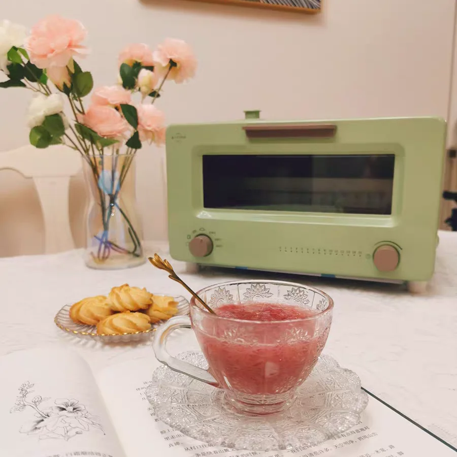 Korean Japan Household 10L Green Mini Steam Oven Toaster Electric Metal  Housing Time Warm Function Adjustable Baking Oven