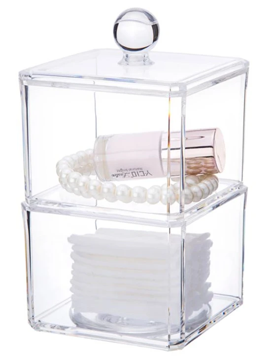 Acrylic Cosmetic Organizer Makeup Organizer Jewelry Storage Box Cotton Pad Swab Q-tip Ball Bud Makeup Pad Sponges  Holder Clear