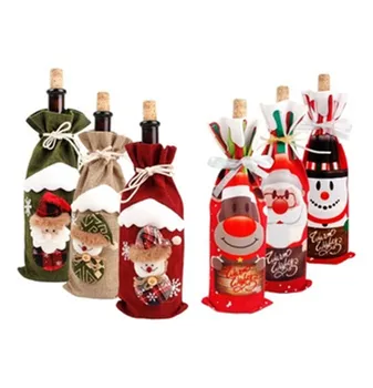Merry Christmas Decor Wine Bottle Cover Christmas Decorations For Home Christmas Stocking Gift New Year's Decor R1400