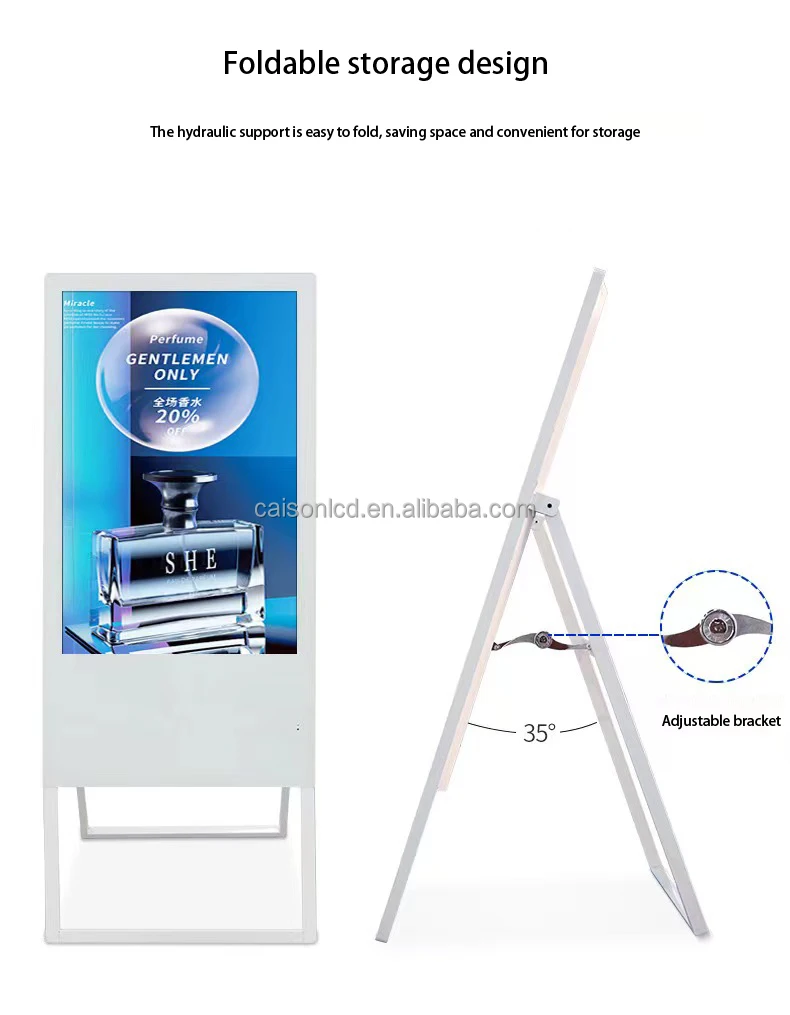 32 /43 electronic water sign foldable movable Digital stand LCD advertising display outdoor Digital signage and display poster supplier