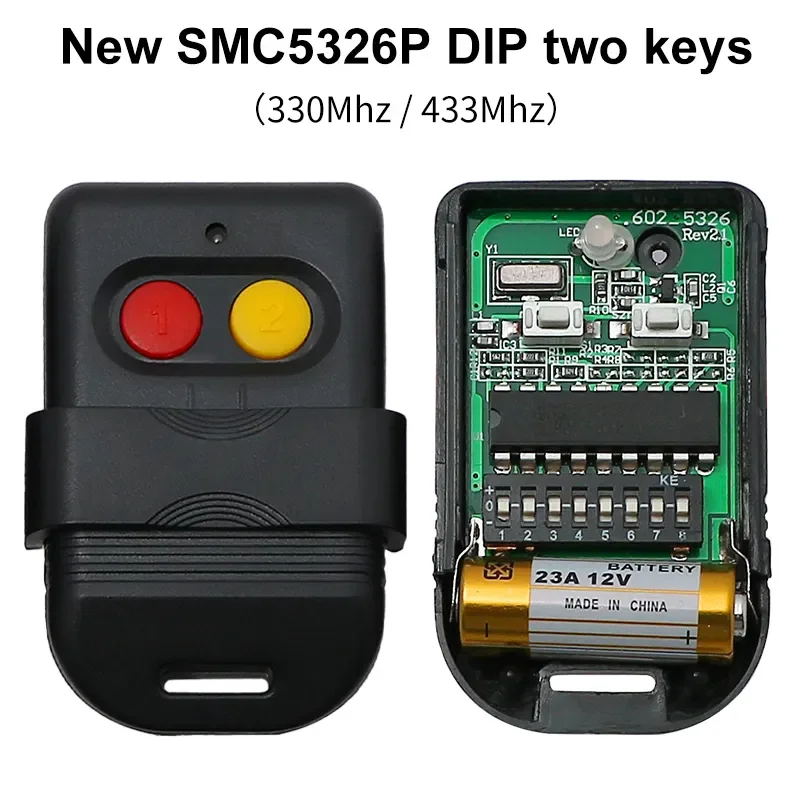 Universal RF 433MHz 330MHz Autogate Remote Control SMC5326 8 Dip Switch Duplicator Replacement Remote