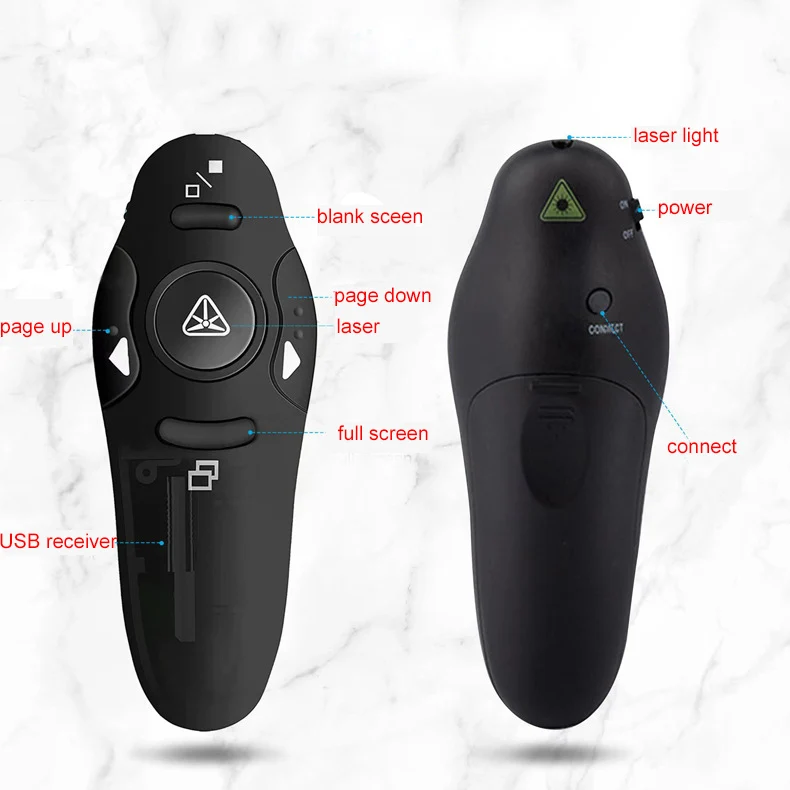 Multifunctional Laser Pointer PPT Presenter Wireless Presentation Remote PowerPoint Clicker Highlighter for Office Study