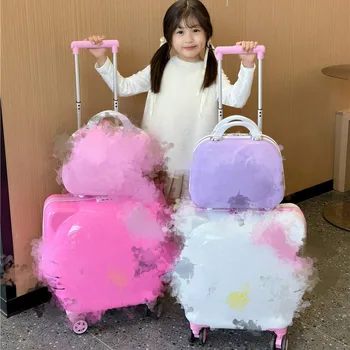 Cartoon 14inch Makeup Box 20inch Kitty Children's Trolley Case Gift for Girl Carry-on Boarding Luggage Travel Suitcase