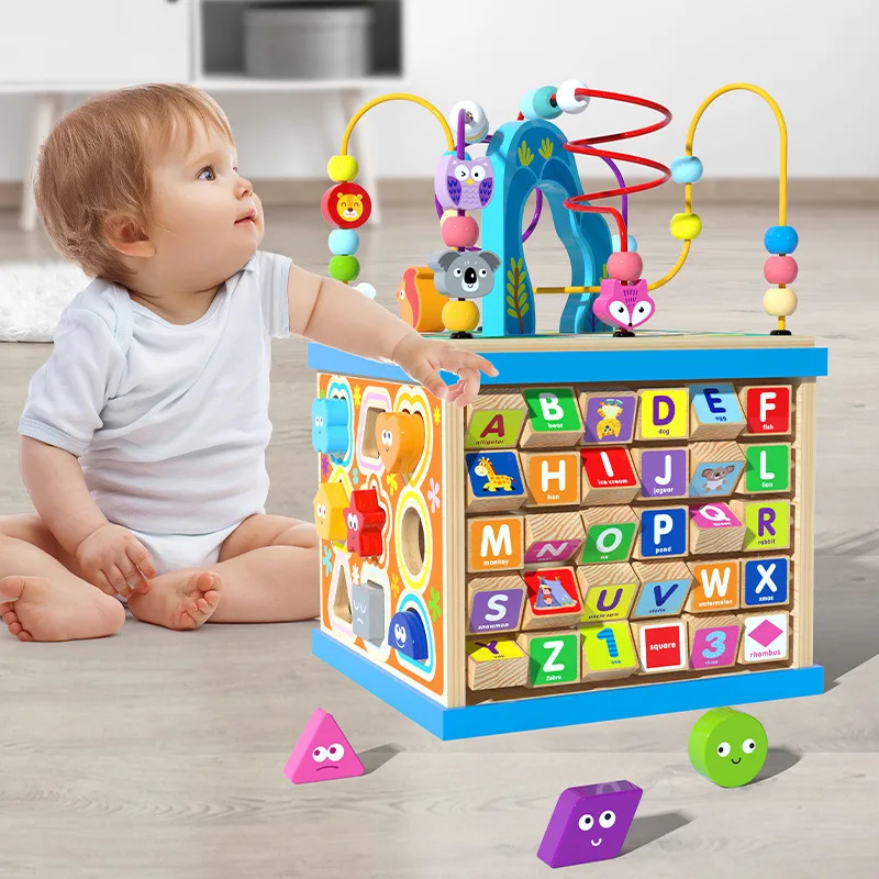 Montessori Learning Toys Educational Wooden Activity Cube