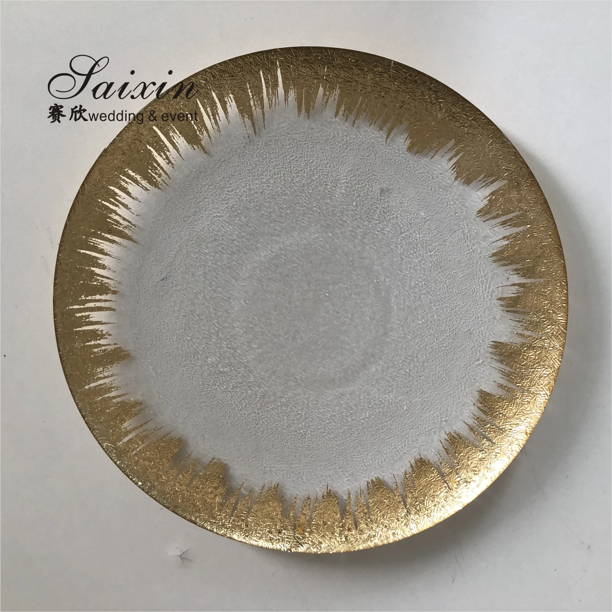 Factory Hot Sale Clear Glass Charger Plate With Black Rim For Wedding Events Buy Charger Plate