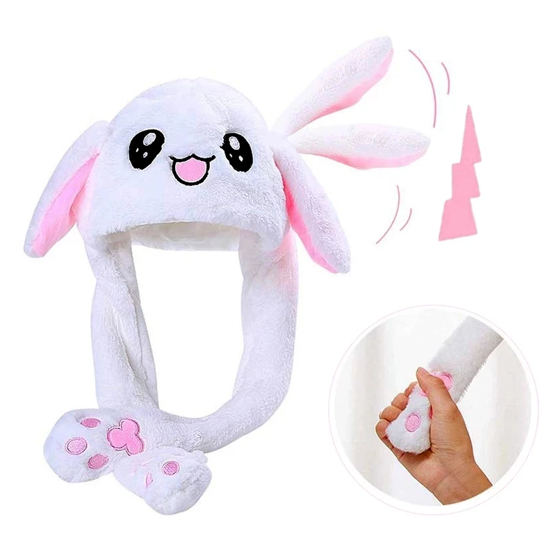 Cute Hats With Earflaps Rabbit Women Girls Plush Moving Shine Bunny Ears Hat Movable Hat Children Toy