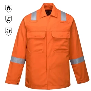 Cotton Full Sleeves FR Jacket for Construction Reflective Work Clothing With Custom Logo Support
