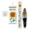 Sunflower and Bee Design [20*200cm including wooden hanging scroll]