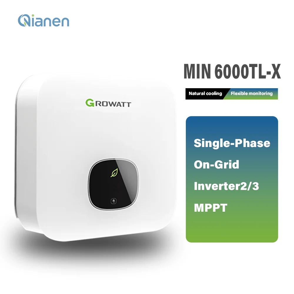 Growatt MIN 6000TL-X zonnestroomomvormer enkelfasige uitgang 48 Vdc accuspanning voor netgekoppelde zonnestroominstallaties