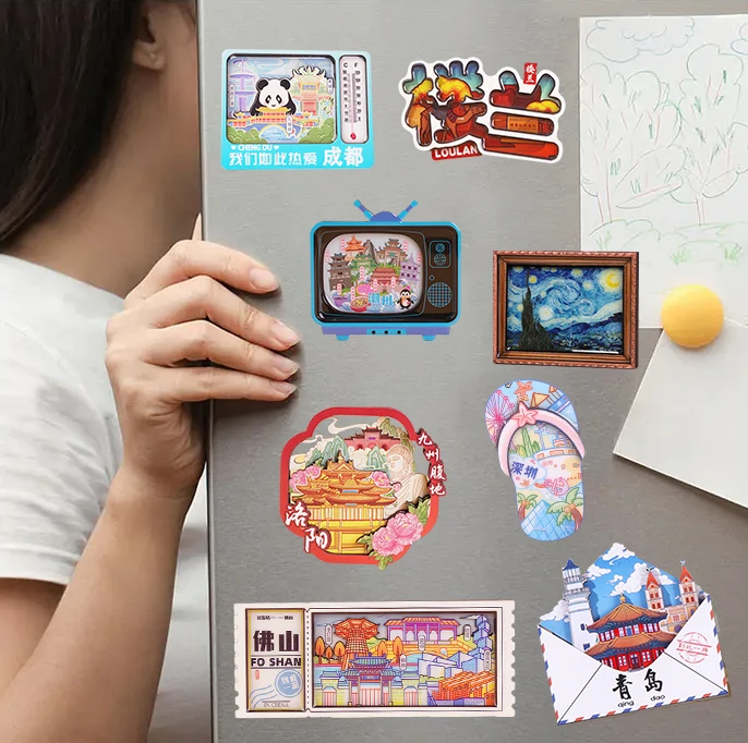 Wooden Refrigerator Magnets in Envelope Style Custom Logo Plywood Magnet Uv Printed Countries Carvings Frames 3D