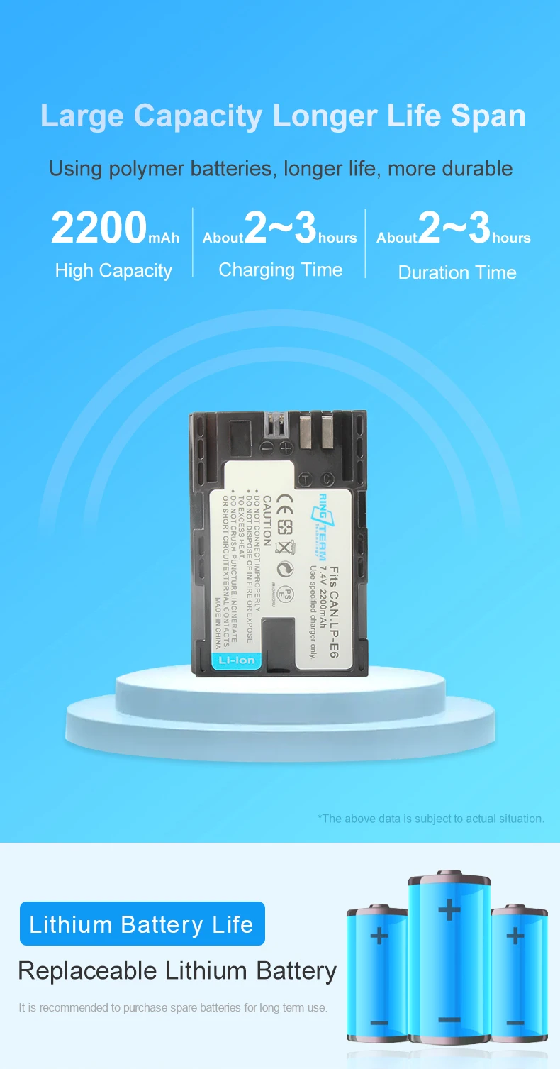 Fully decode LP-E6 digital camera battery for Canon EOS R5 R6 7D 5D2 5D3 Mark III 6D 80D 70D 5DS R 0D 5D4 SLR camera factory