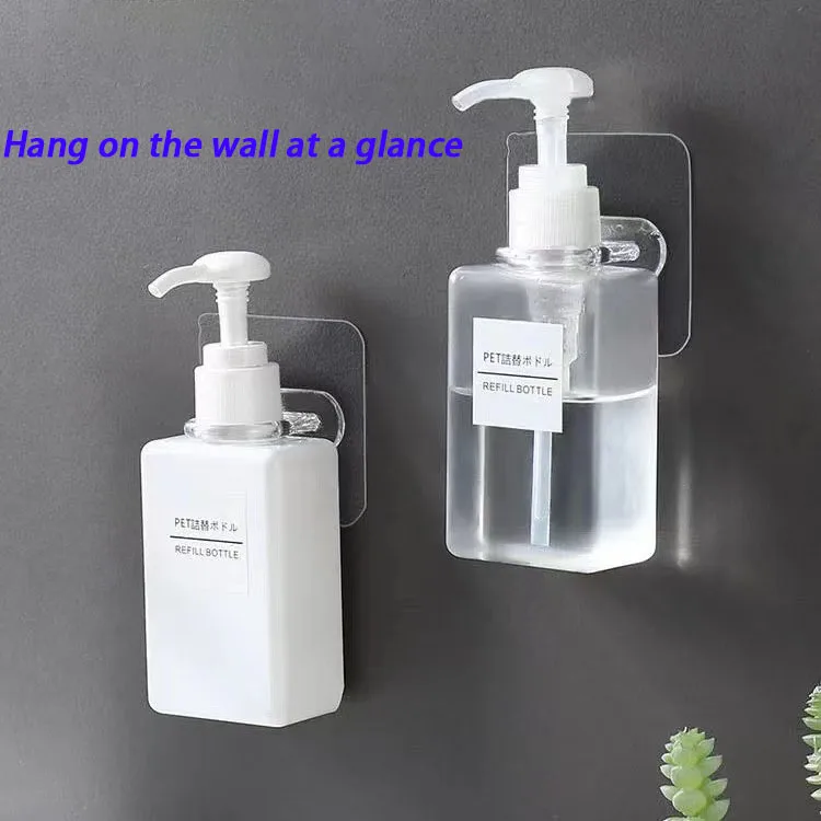 New transparent wall paste shower gel rack free punching toilet round traceless paste bath clip hand sanitizer rack factory