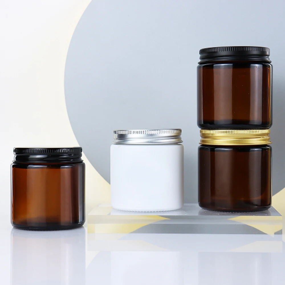 Empty 50ml 100ml 250ml 500ml Clear Amber Glass Candle Jar With Black ...