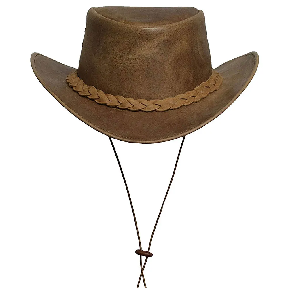 
Мужская нижняя кожаная ковбойская шляпа Aussie Bush Outback Tan 