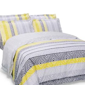 100% Cotton Sateen 4 Piece Bedding Sets Reactive Geometric Print Bed Linen Bed Sheet Set